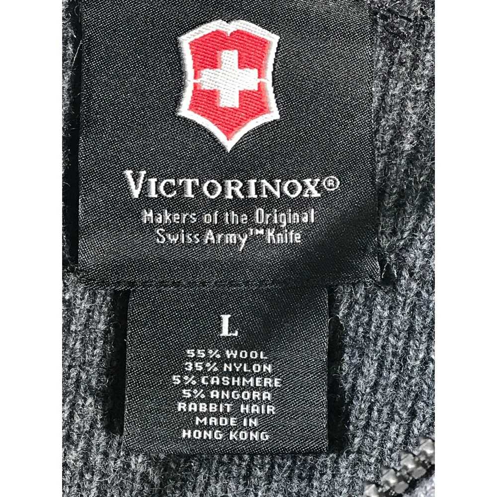 Vintage Victorinox Sweater Mens L Gray Argyle 1/4 Zip Wool Cashmere Blend Y2K - Picture 5 of 8